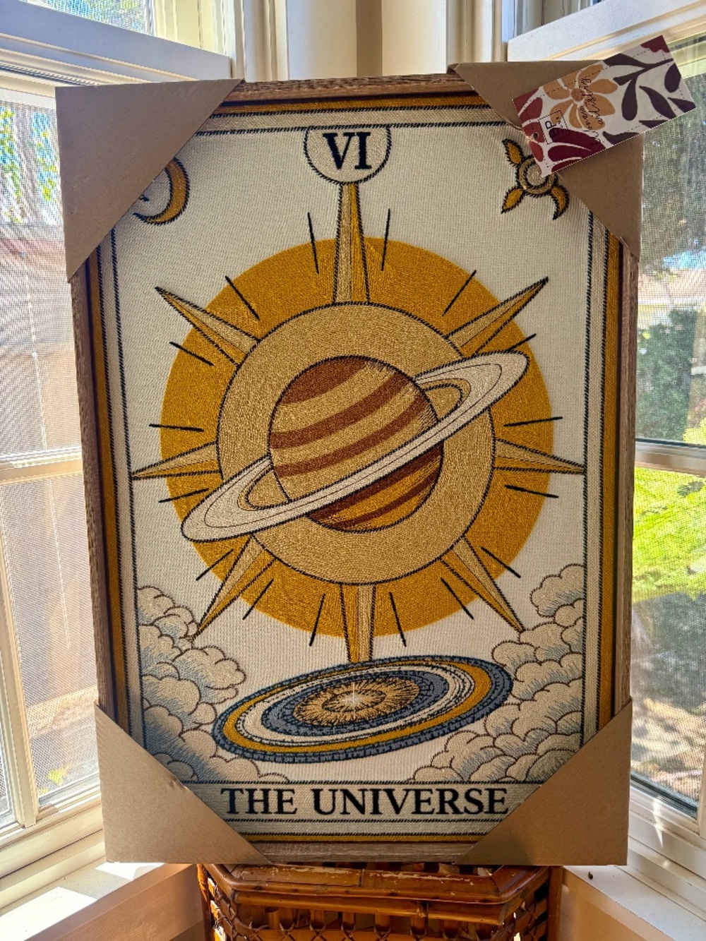 BP HOME Textile Embroidery Woven Wall Art Tarot Card "THE UNIVERSE" 26 x 18